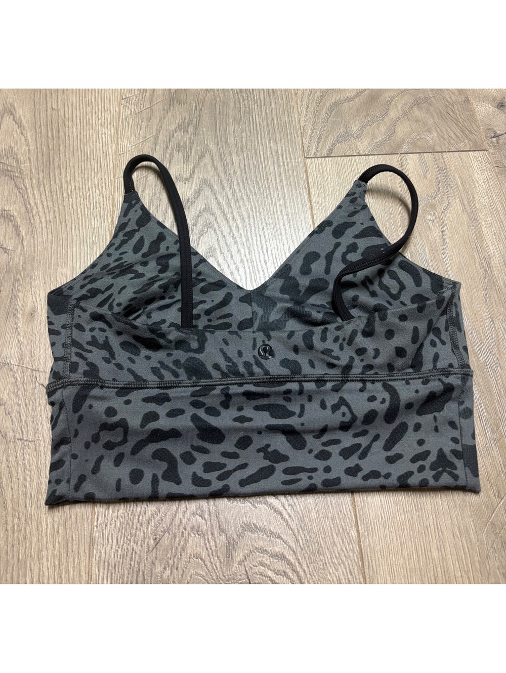Lululemon gray black animal print longline sports bra size 6